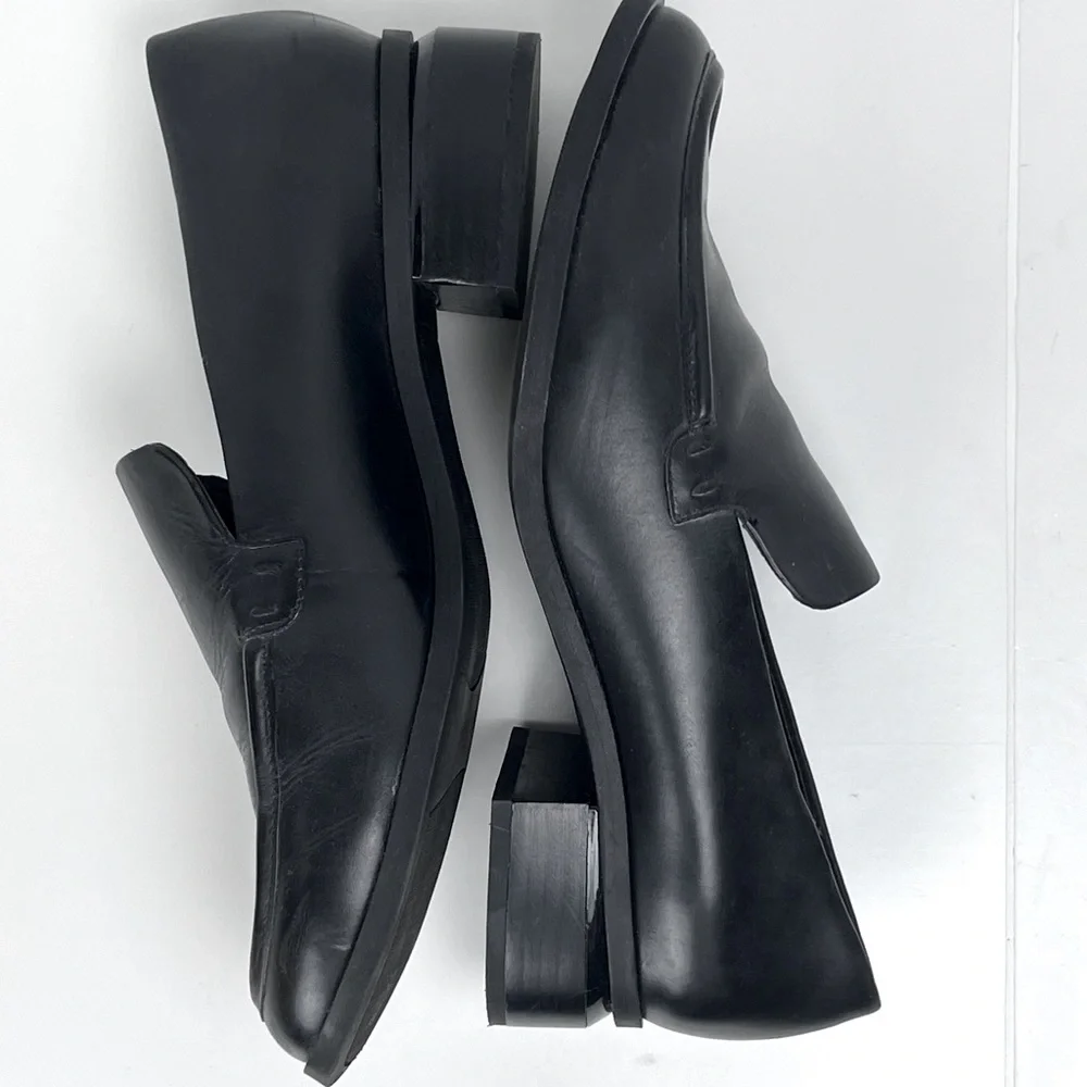Franco Sarto Shoe Womens 9.5 Black Newbocca Loafer Leather Slip-On 1.5